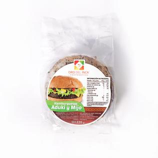 Hamburguesas aduki y mijo ORO DEL INCA paq. 220 gr (2 unid)